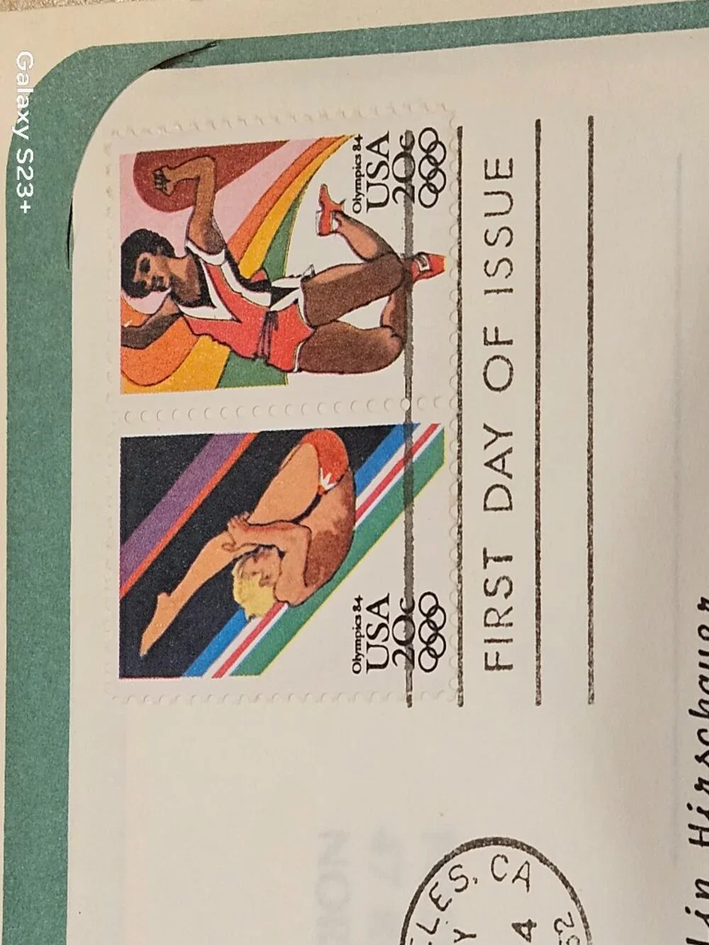 COLLECTIBLE USPS 1ST DAY ISSUE 1984 SUMMER OLYMPIC GAMES LONG JUMP DIVING STAMP